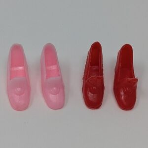 Barbie Doll Clone Shoes Pilgrims Heels Vintage Red Pink